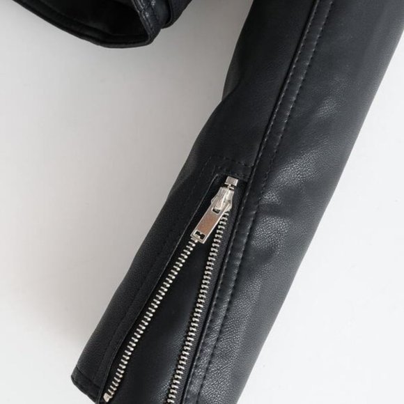 Modern Biker Chick Moto Faux leather Zipper Detail Motorcycle Jacket - Picture 8 of 12
